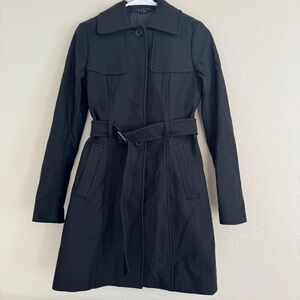 Theory Black Trench Coat with persephone Black Trench Coat size petite